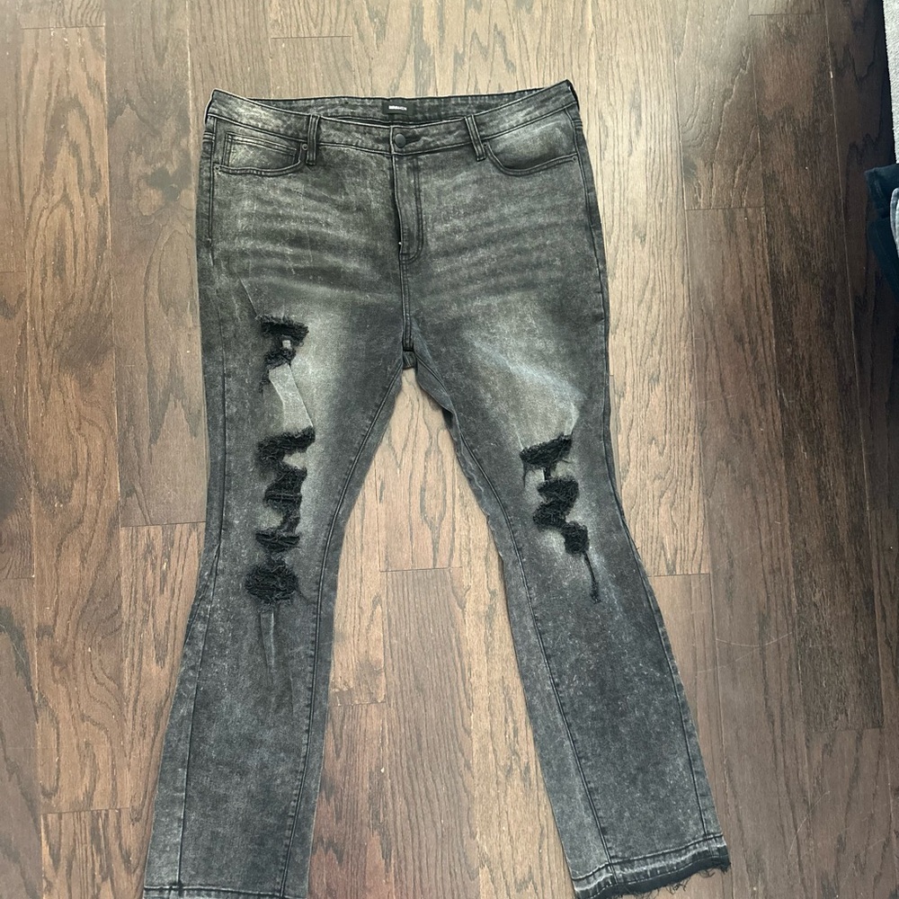 Men’s Distressed Skinny Stacked Flare Jeans
